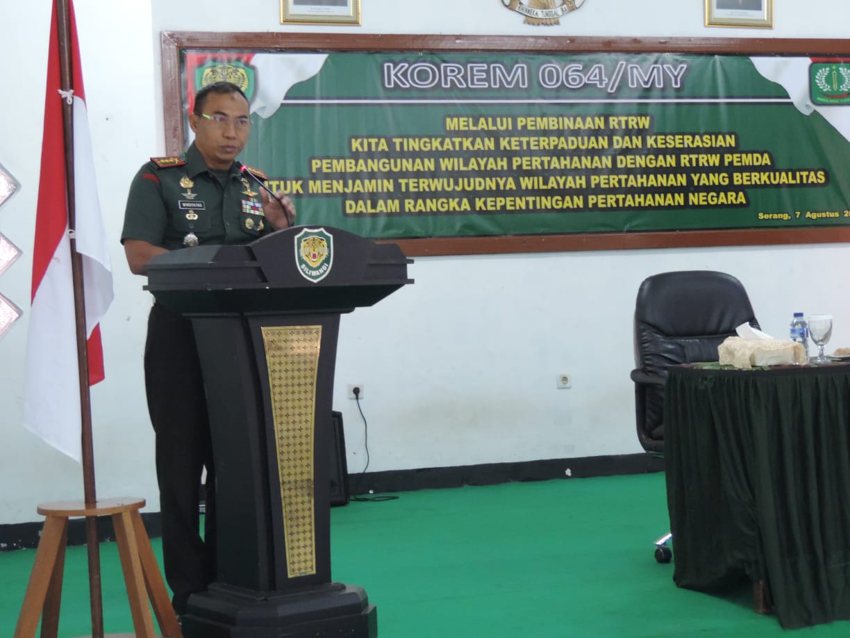 Sosialisasi Pembinaan Tata Ruang Wilayah Pertahanan Darat Sewilayah Korem 064 Maulana Yusuf