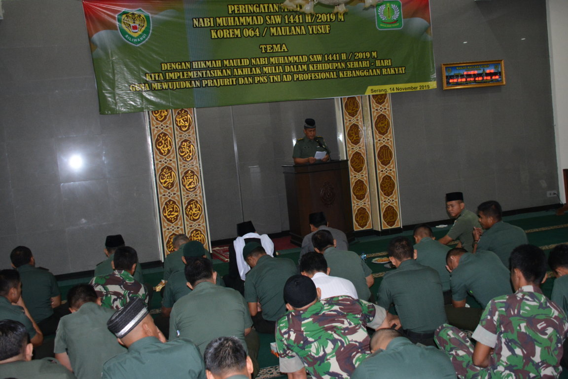 Korem 064/MY Peringati Peringatan Maulid Nabi Muhammad SAW 1441 H