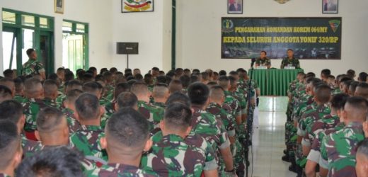 Danrem 064/MY Berikan Pembekalan Bagi Prajurit 320/BP Tugas Ke Lebanon