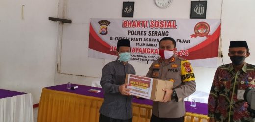 HUT Bhayangkara Ke-74, Kapolres Beri Santunan Dan Paket Sembako Bagi Panti Asuhan Karya Fajar