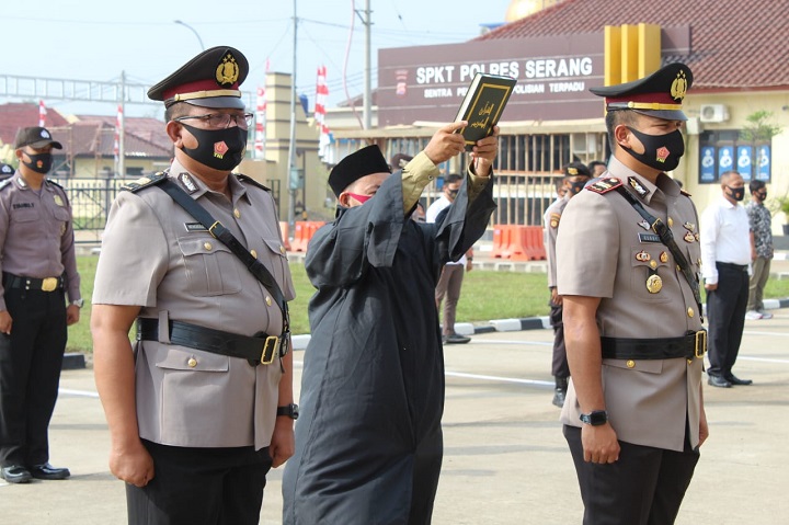 Kapolres Serang Pimpin Sertijab Kasatlantas Dengan Protokol Kesehatan