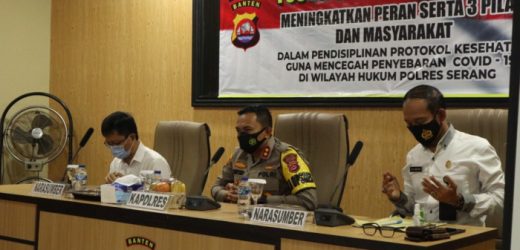 Sinergitas 3 Pilar Cegah Penyebaran Covid-19, Polres Serang Gelar FGD