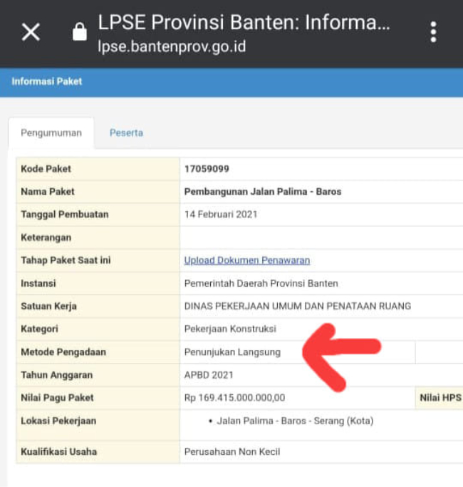 Heboh PL Rp 169 M di Web LPSE Banten, Gubernur : Sedang Dilacak Akun Gelap Yang Menayangkan