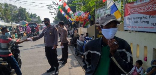 Cegah Penyebaran Pandemi Covid-19, Polres Serang Dirikan Tujuh Posko Masker