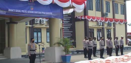 PPKM Darurat, Polres Serang Kembali Lakukan Baksos Pembagian Beras