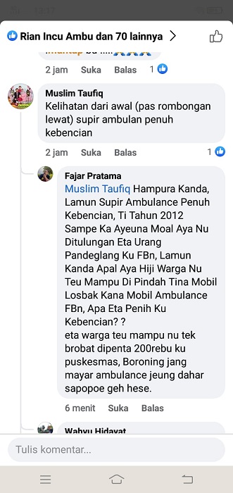 Komentar Sekdis Dinsos Pandeglang Insiden Senggolan Ambulan Menyakitkan, Direktur Relawan FBn Meradang