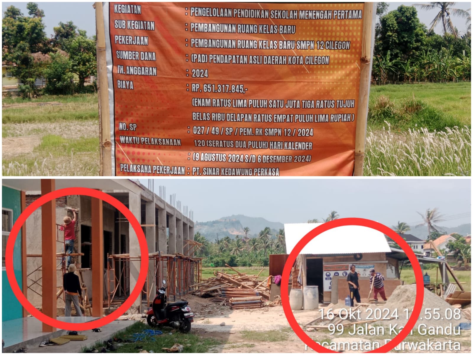 Pembangunan RKB SMPN 12 Cilegon Minim Pengawasan Serta Abaikan K3