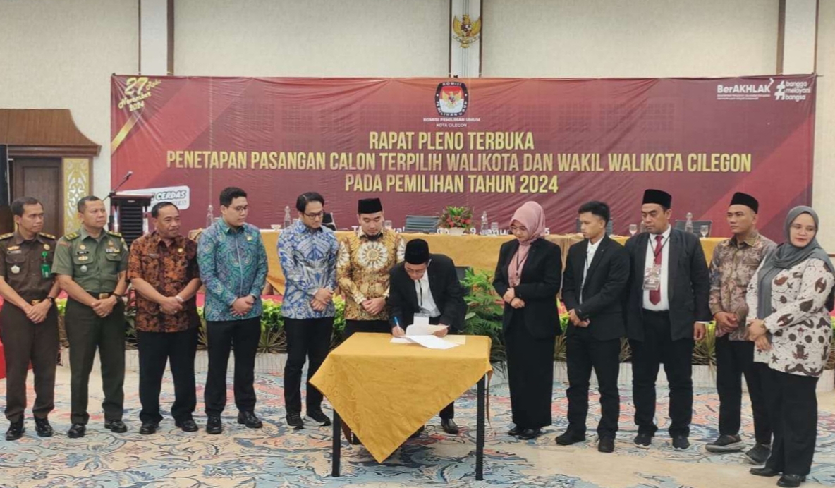 KPU Resmi Tetapkan Robinsar-Fajar Jadi Walikota-Wakil Walikota Cilegon Terpilih