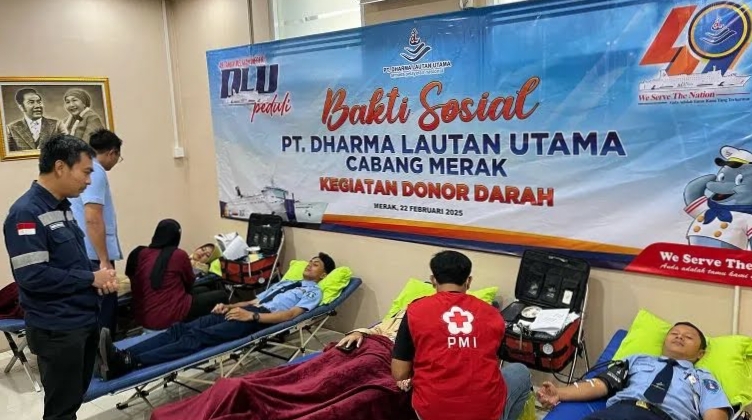 Gandeng PMI Cilegon, PT. Dharma Lautan Utama Cabang Merak Adakan Kegiatan Donor Darah