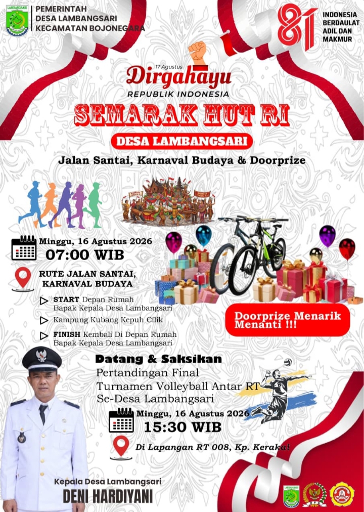 Semarak HUT RI ke-81, Pemdes Lambangsari Siapkan Jalan Santai, Karnaval Budaya dan Doorprize